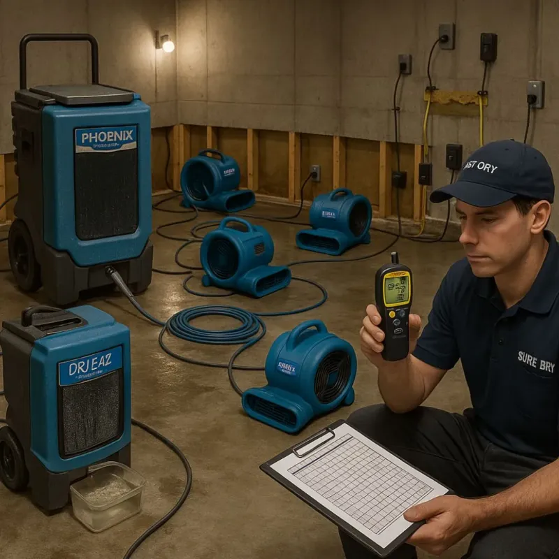 Structural Drying and Dehumidification process in Bland, VA